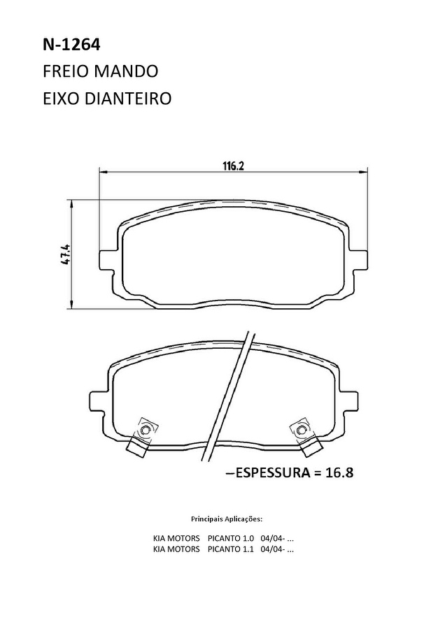 Pastilha de Freio Dianteira - Cobreq - N-1264 - Jogo